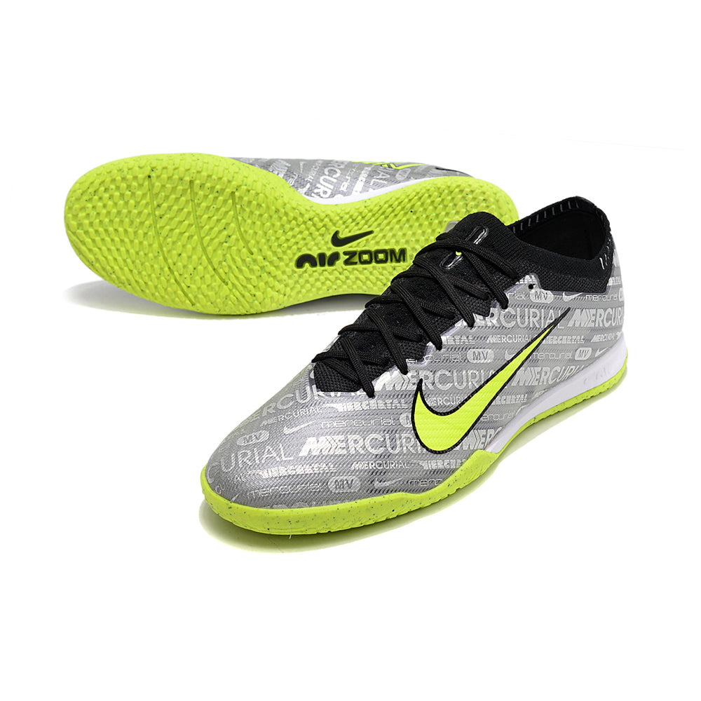 Chuteira Futsal Nike Air Zoom Mercurial Vapor 15 Elite IC Prata e Verde 