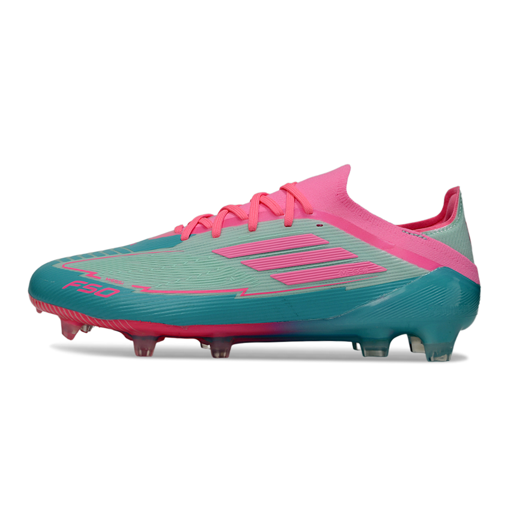 Chuteira Campo Adidas F50 FG Verde e Rosa 