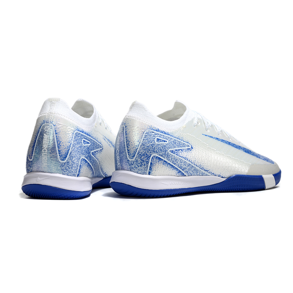 Chuteira Futsal Nike Air Zoom Mercurial Vapor 16 Elite IC Branca e Azul