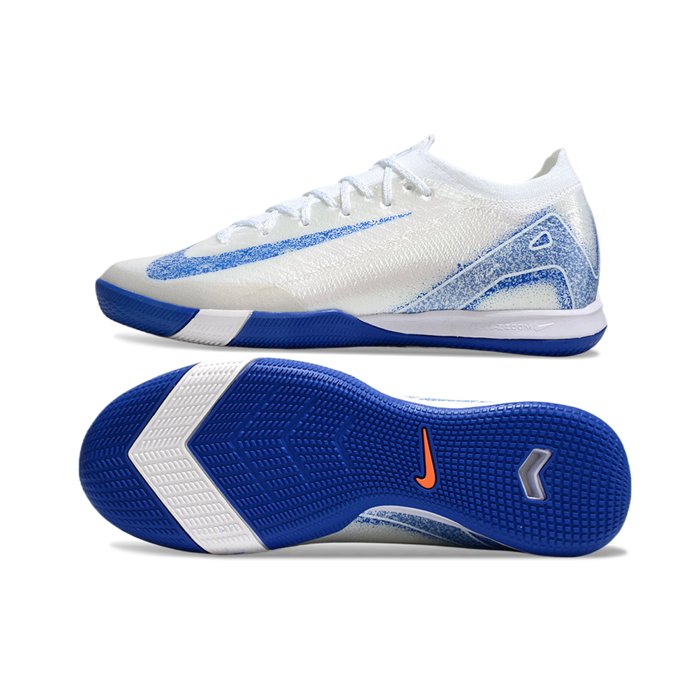 Chuteira Futsal Nike Air Zoom Mercurial Vapor 16 Elite IC Branca e Azul