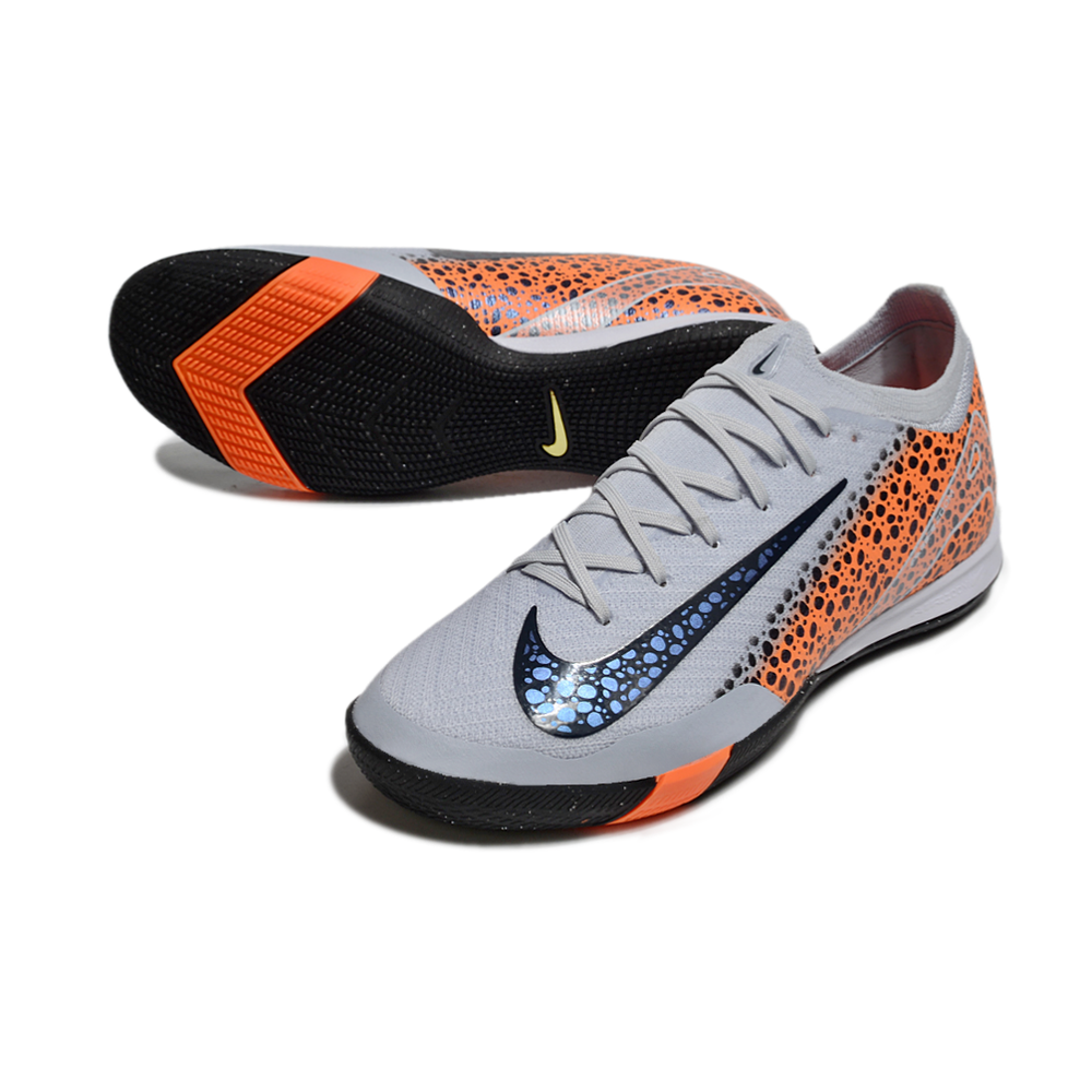 Chuteira Futsal Nike Air Zoom Mercurial Vapor 16 Elite IC Cinza, Laranja e Preto
