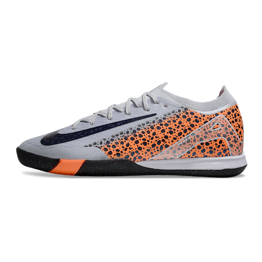 Chuteira Futsal Nike Air Zoom Mercurial Vapor 16 Elite IC Cinza, Laranja e Preto