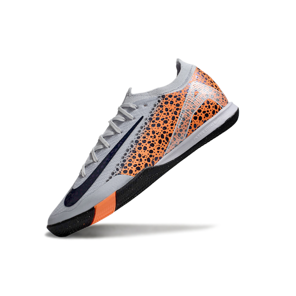Chuteira Futsal Nike Air Zoom Mercurial Vapor 16 Elite IC Cinza, Laranja e Preto
