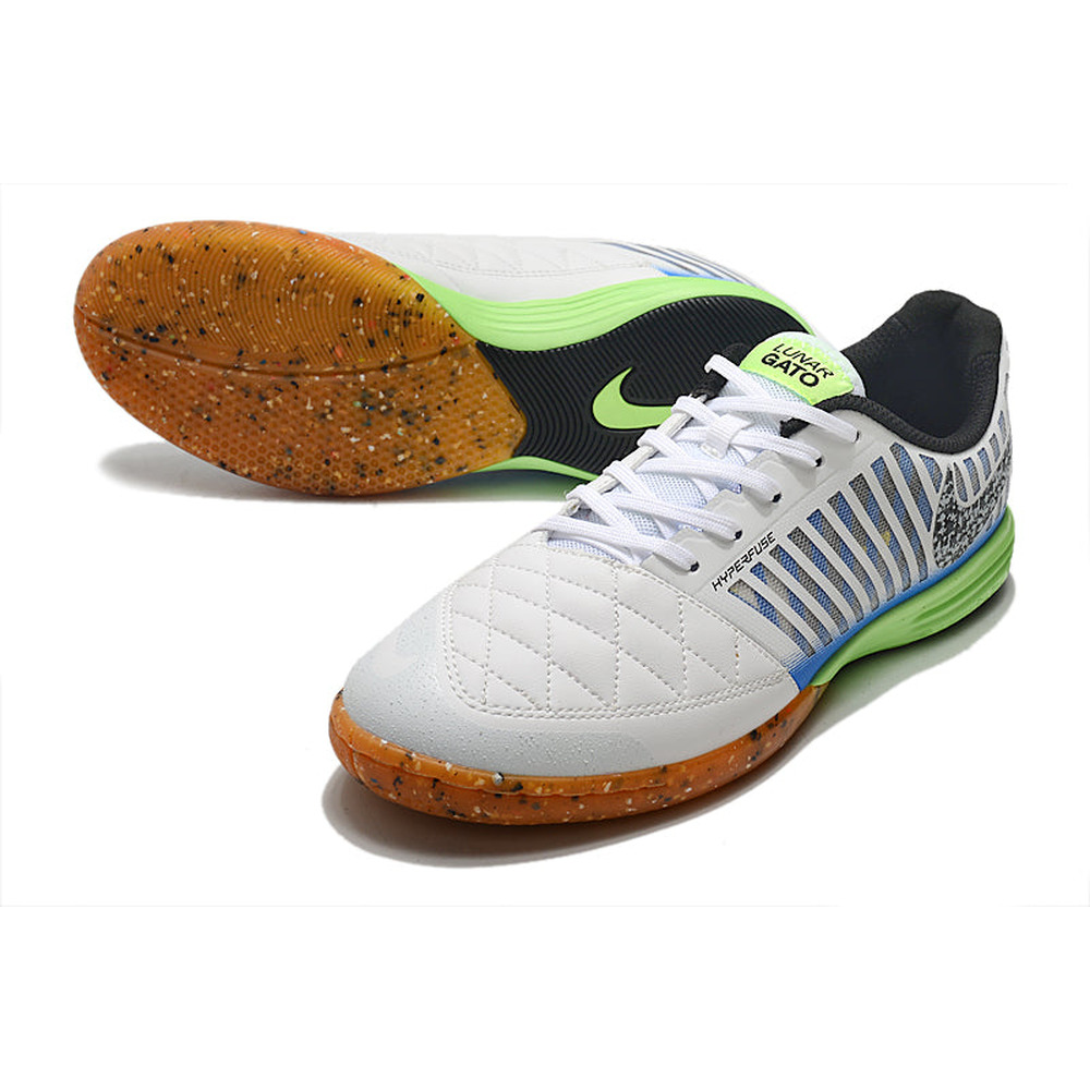 Chuteira Futsal Nike Lunar Gato II IC Branca, Azul e Verde
