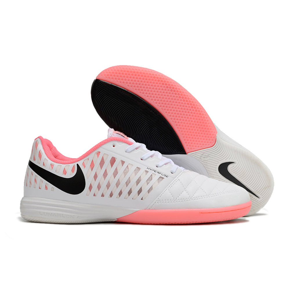 Chuteira Futsal Nike Lunar Gato II IC Branca, Rosa e Preta