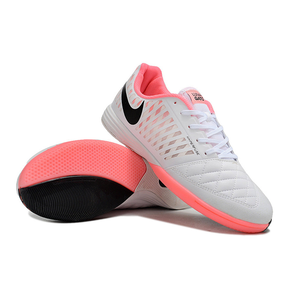 Chuteira Futsal Nike Lunar Gato II IC Branca, Rosa e Preta
