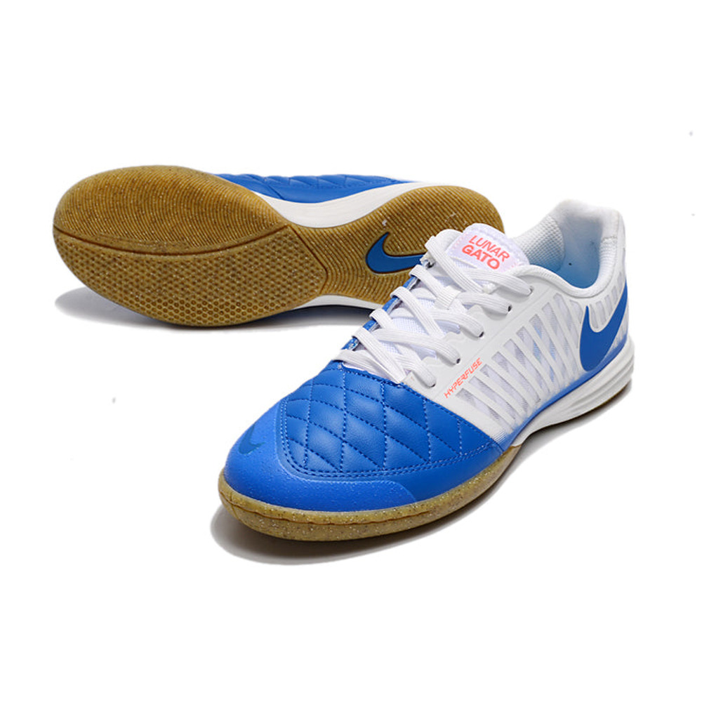 Chuteira Futsal Nike Lunar Gato II IC Branco e Azul
