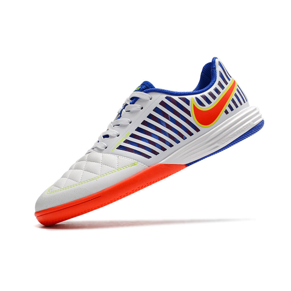 Chuteira Futsal Nike Lunar Gato II IC Branco, Azul e Laranja