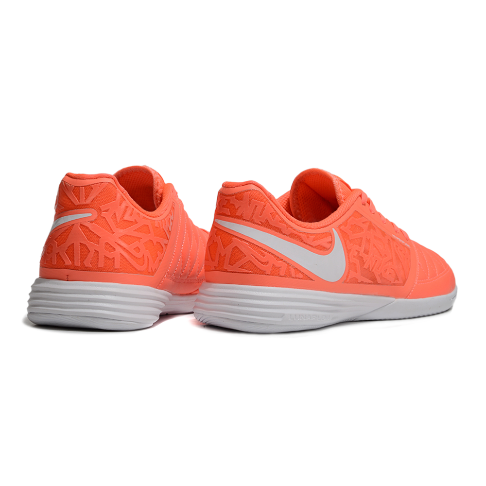 Chuteira Futsal Nike Lunar Gato II IC Laranja e Branco
