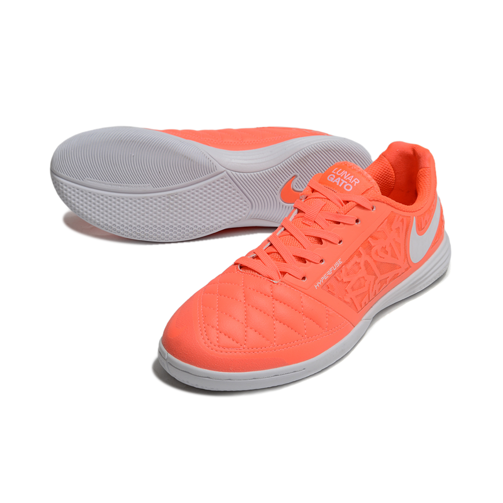 Chuteira Futsal Nike Lunar Gato II IC Laranja e Branco