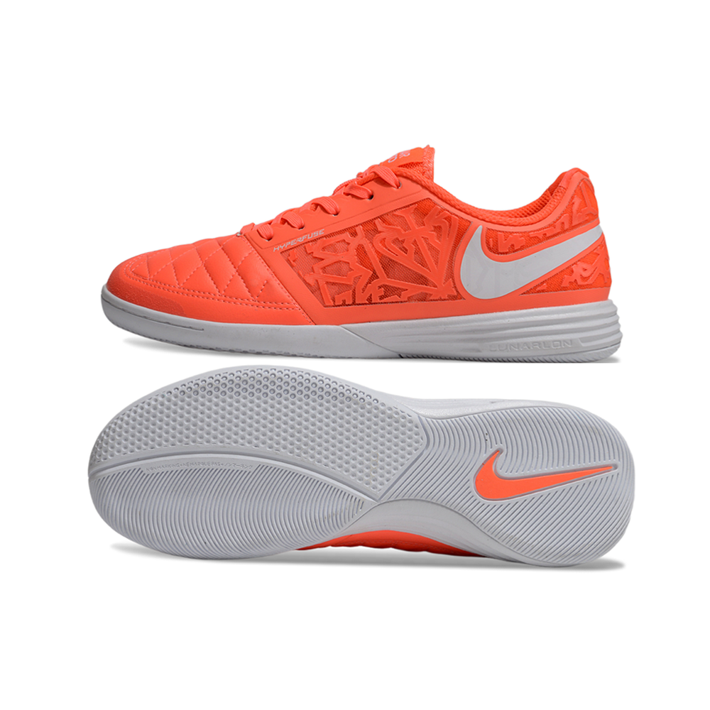 Chuteira Futsal Nike Lunar Gato II IC Laranja e Branco