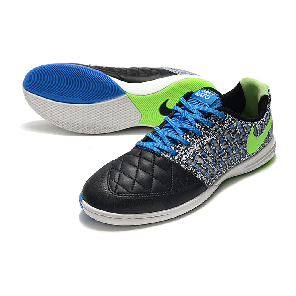 Chuteira Futsal Nike Lunar Gato II IC Preta, Azul e Verde