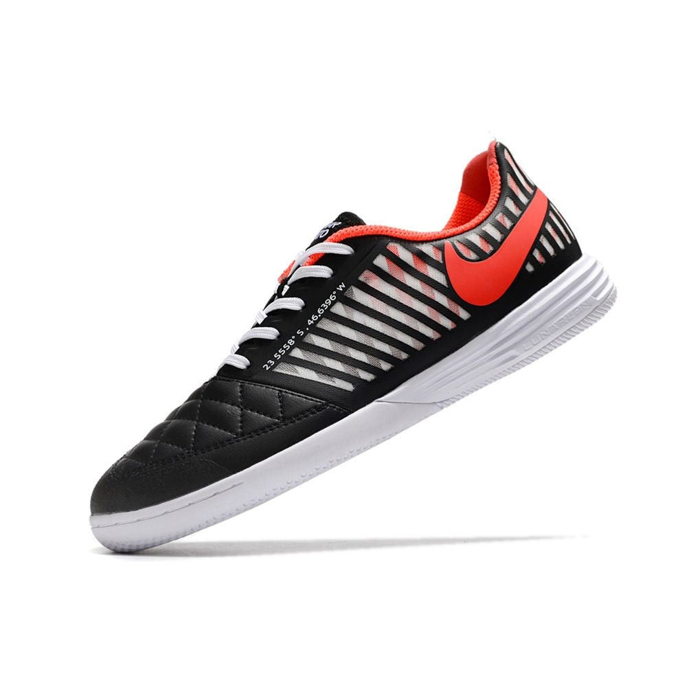 Chuteira Futsal Nike Lunar Gato II IC Preta, Branca e Laranja