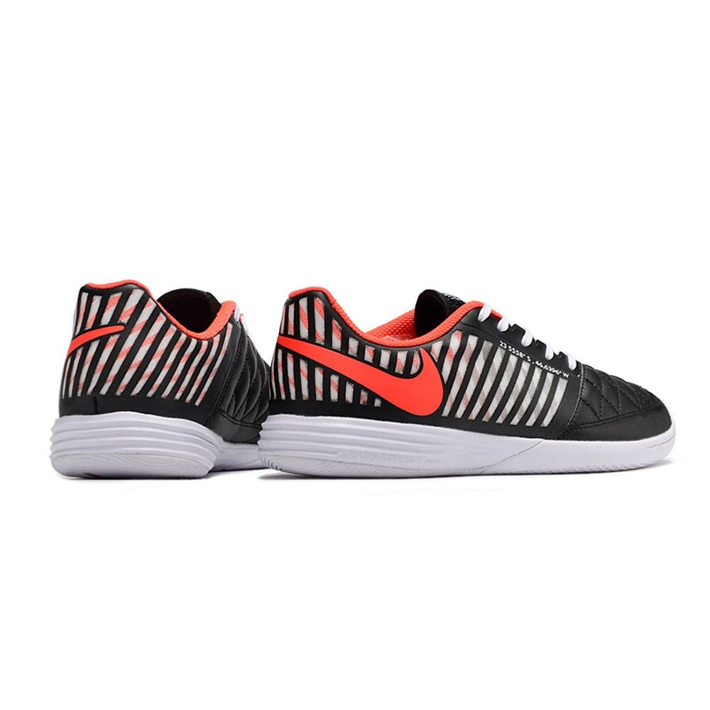 Chuteira Futsal Nike Lunar Gato II IC Preta, Branca e Laranja