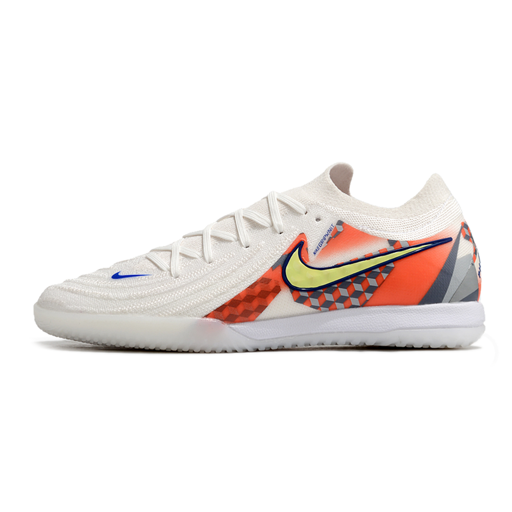 Chuteira Futsal Nike Phantom GX 2 Elite IC Branca, Cinza e Vermelho 
