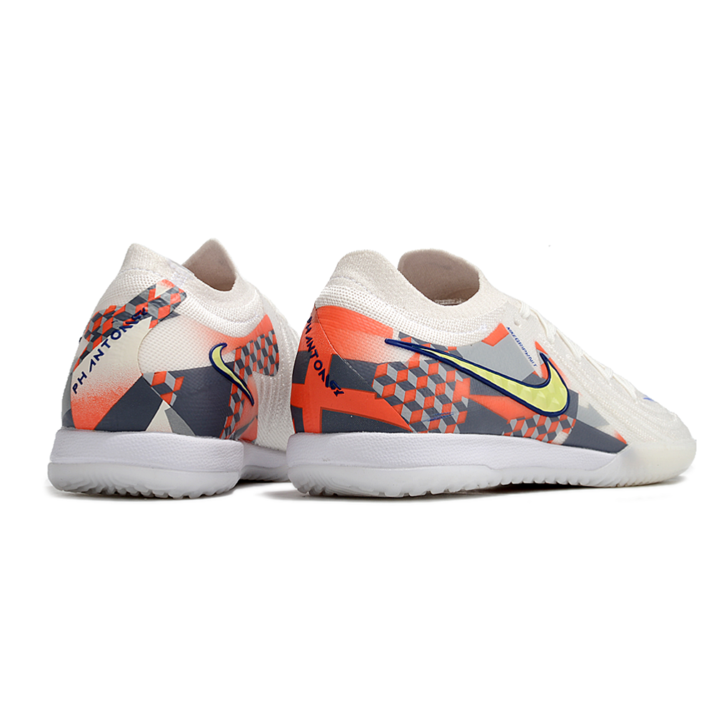 Chuteira Futsal Nike Phantom GX 2 Elite IC Branca, Cinza e Vermelho 