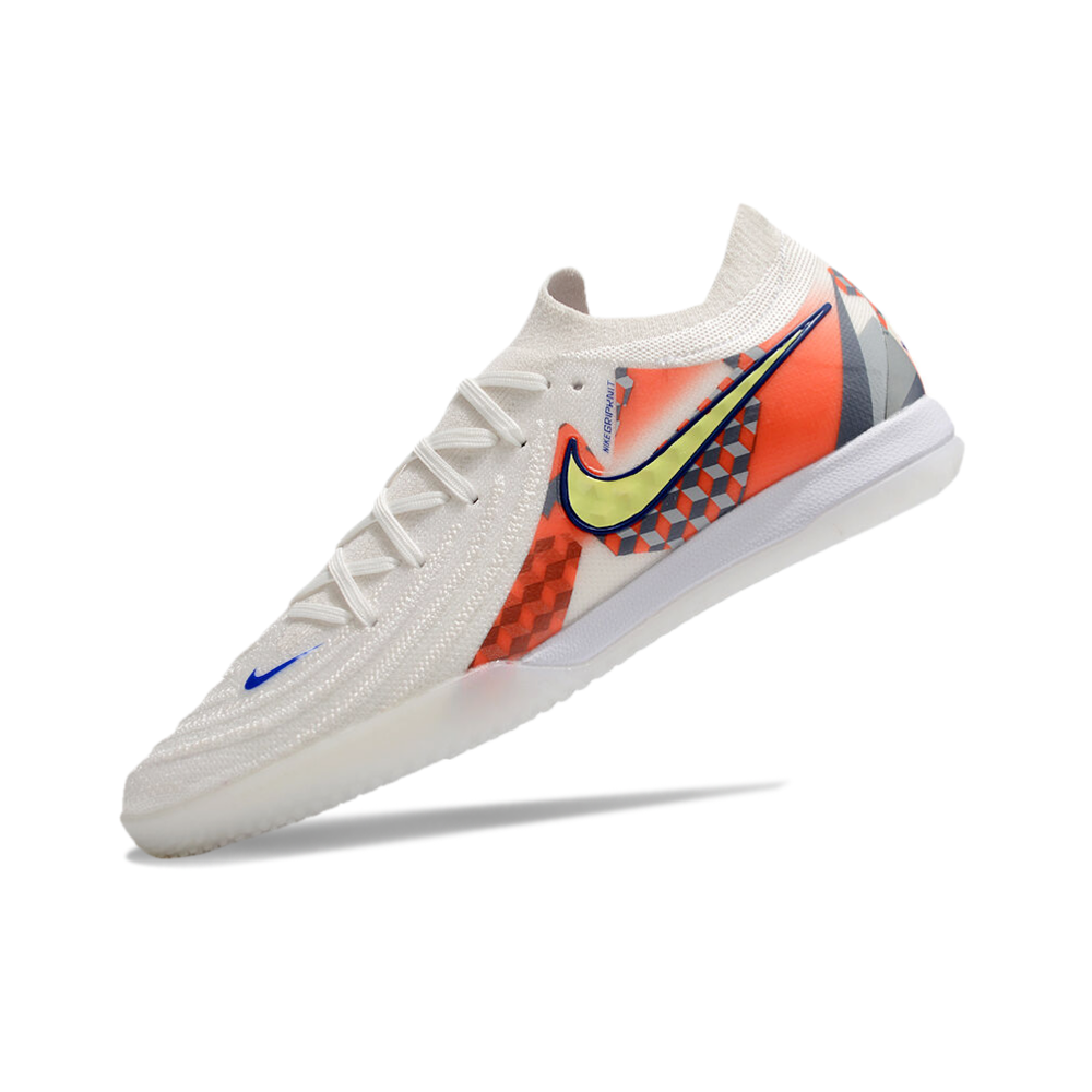Chuteira Futsal Nike Phantom GX 2 Elite IC Branca, Cinza e Vermelho 