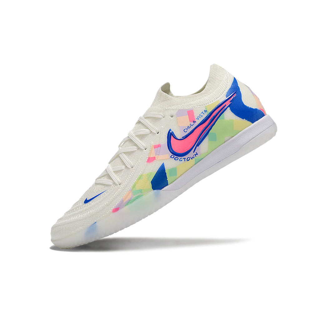 Chuteira Futsal Nike Phantom GX 2 Elite IC Branco, Azul e Rosa