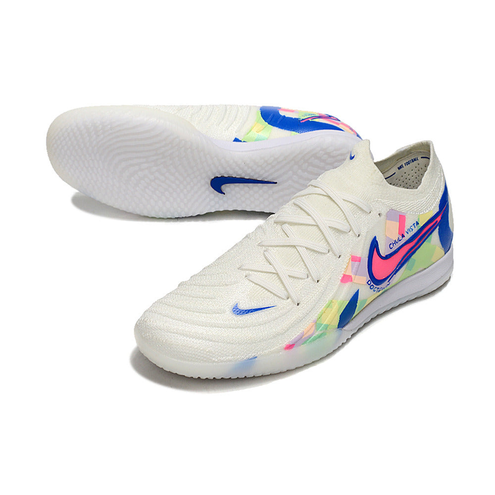 Chuteira Futsal Nike Phantom GX 2 Elite IC Branco, Azul e Rosa