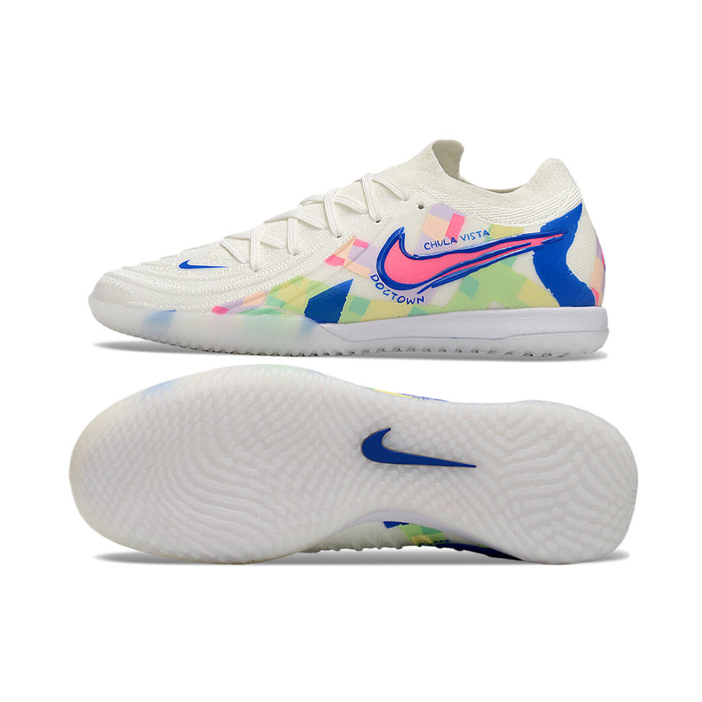 Chuteira Futsal Nike Phantom GX 2 Elite IC Branco, Azul e Rosa