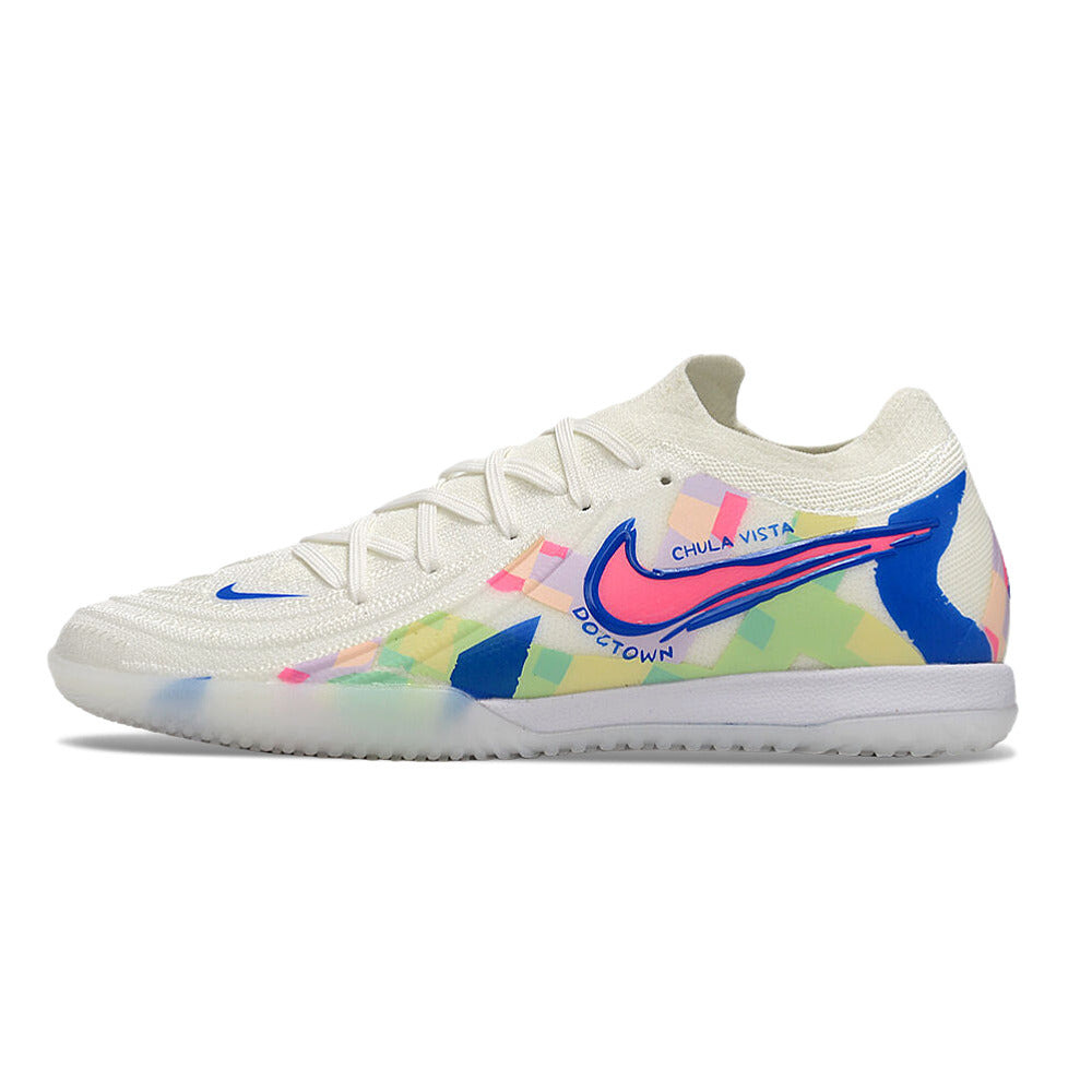 Chuteira Futsal Nike Phantom GX 2 Elite IC Branco, Azul e Rosa
