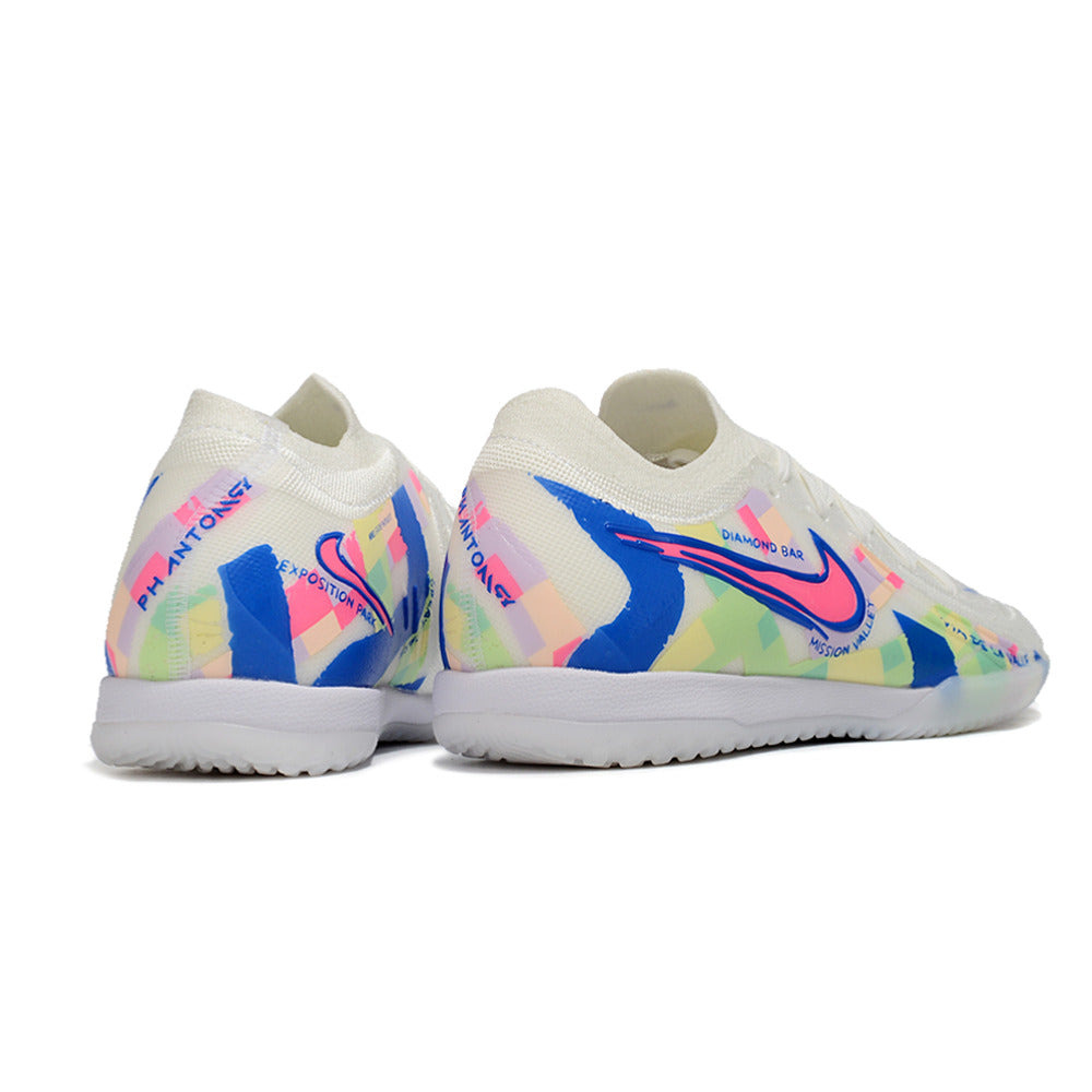 Chuteira Futsal Nike Phantom GX 2 Elite IC Branco, Azul e Rosa