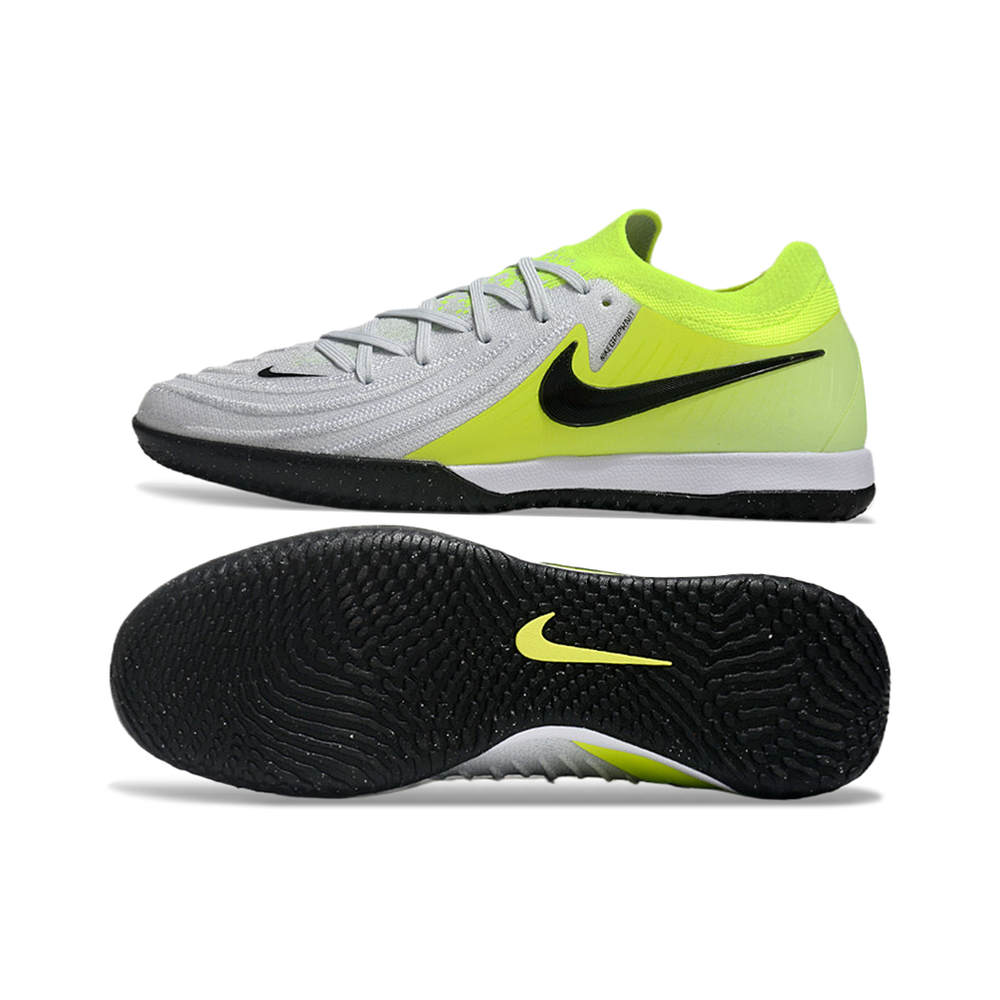 Chuteira Futsal Nike Phantom GX 2 Elite IC Cinza e Verde 
