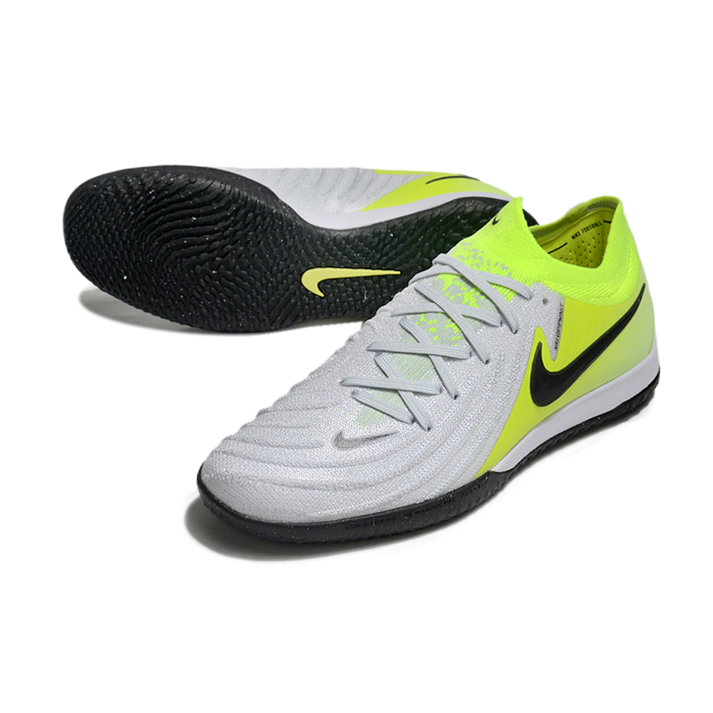 Chuteira Futsal Nike Phantom GX 2 Elite IC Cinza e Verde 