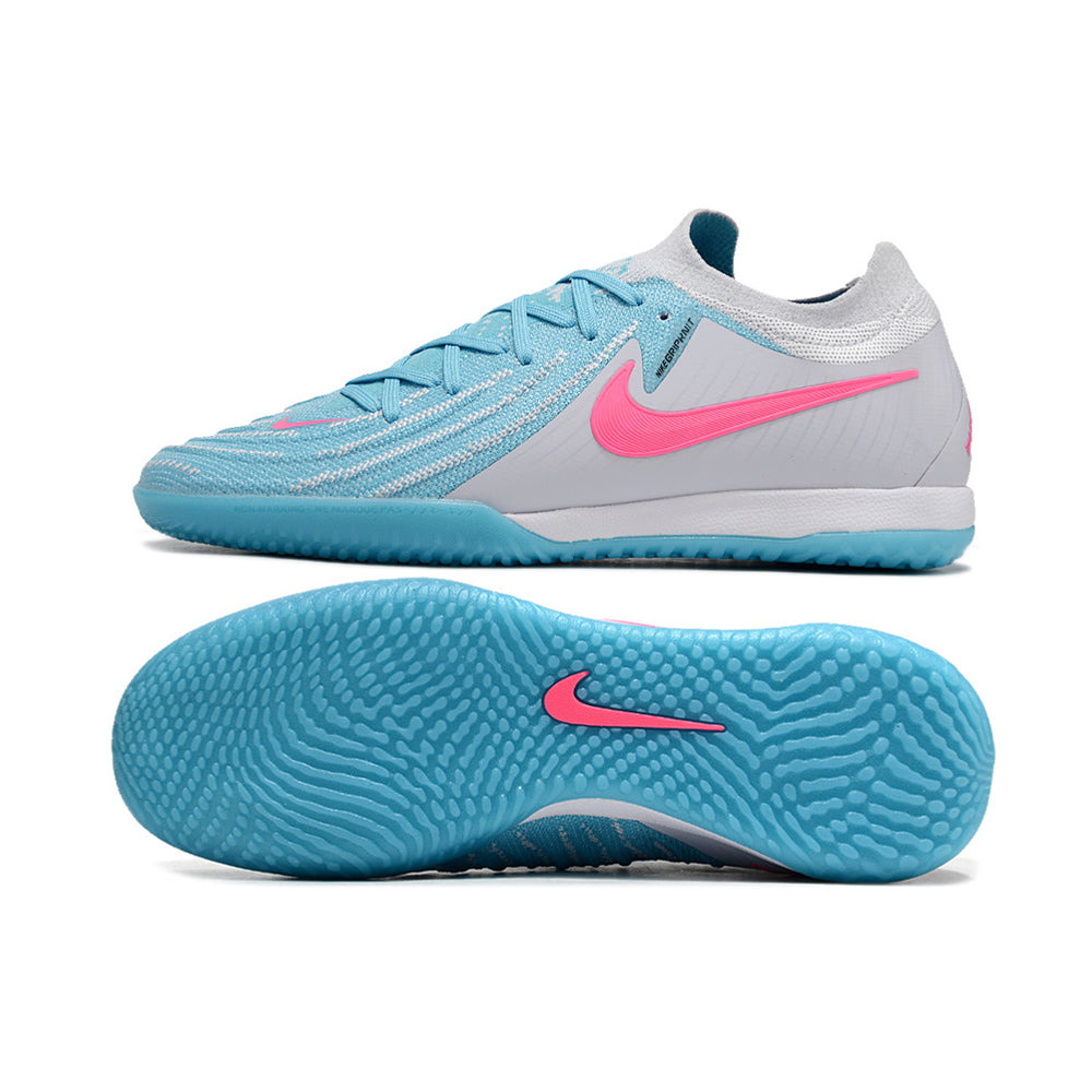 Chuteira Futsal Nike Phantom GX 2 Elite IC Cinza, Azul e Rosa