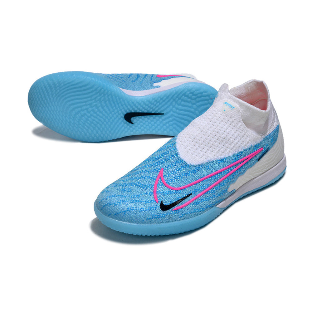 Chuteira Futsal Nike Phantom GX DF Elite IC Branca e Azul 