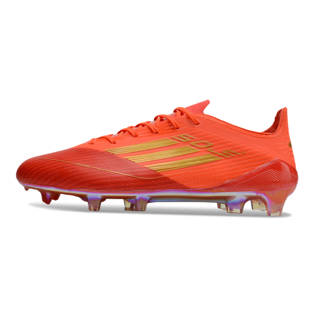 Chuteira Campo Adidas F50 FG Vermelha e Dourado