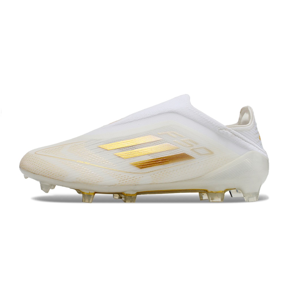 Chuteira Campo Adidas F50 LL FG Branca e Dourada 