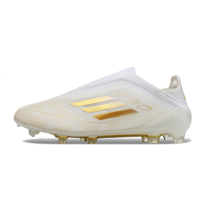 Chuteira Campo Adidas F50 LL FG Branca e Dourada 
