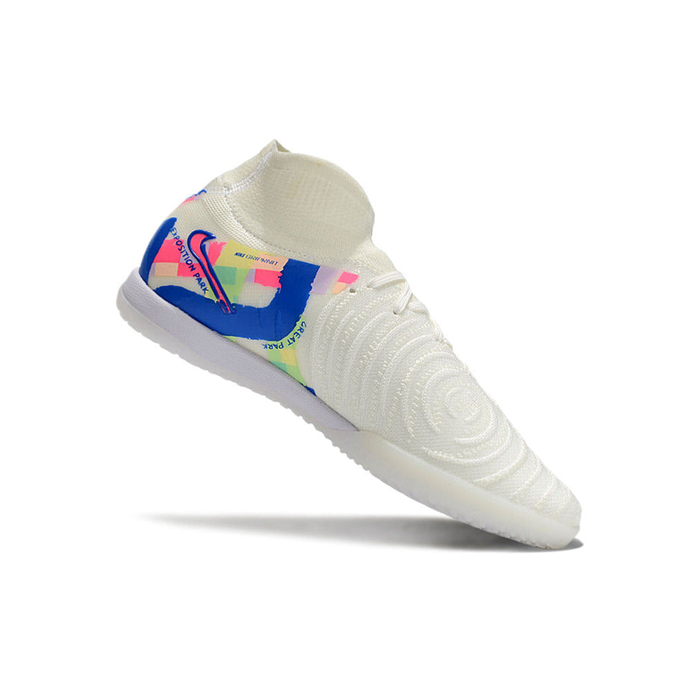 Chuteira Futsal Nike Phantom Luna Elite IC Branca, Azul e Rosa 
