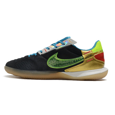 Chuteira Futsal Nike StreetGato IC Preta, Azul, Verde e Dourada
