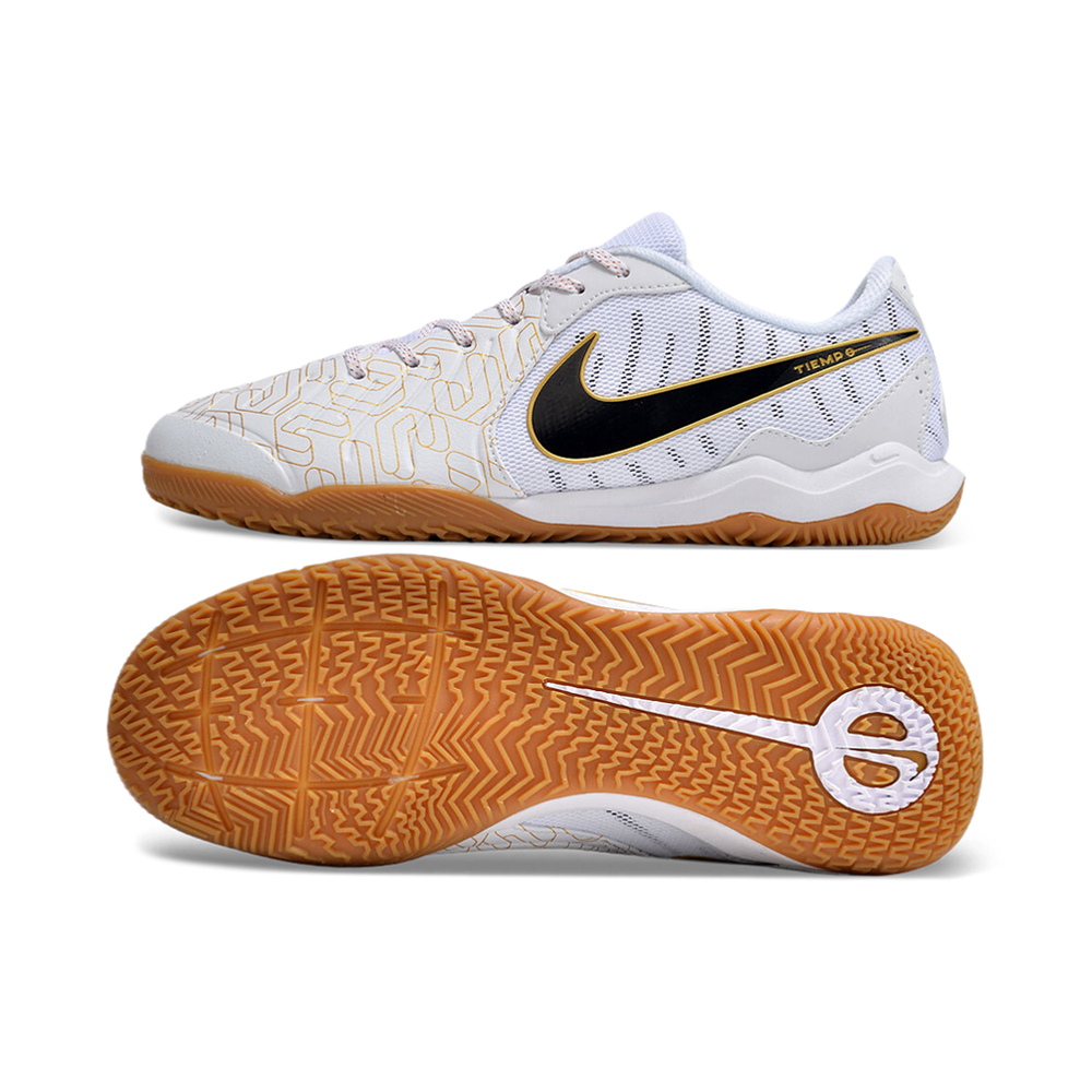 Chuteira Futsal Nike Tiempo Legend 10 Academy IC Branca e Dourada 