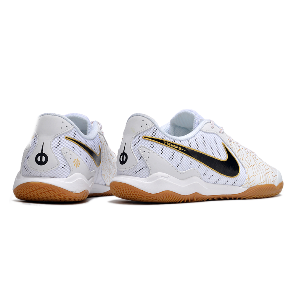 Chuteira Futsal Nike Tiempo Legend 10 Academy IC Branca e Dourada 