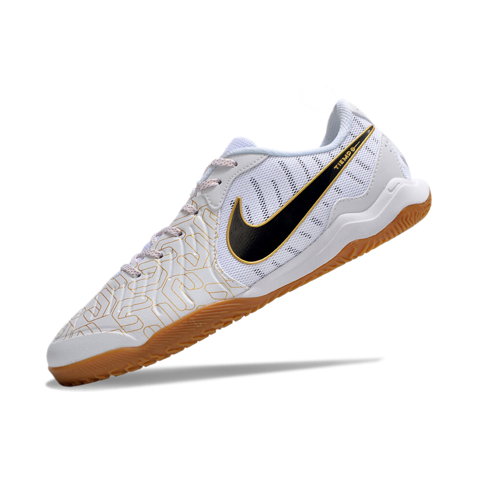 Chuteira Futsal Nike Tiempo Legend 10 Academy IC Branca e Dourada 