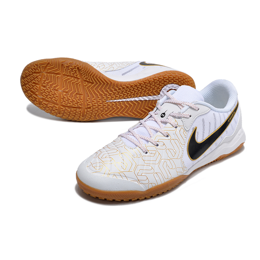 Chuteira Futsal Nike Tiempo Legend 10 Academy IC Branca e Dourada 