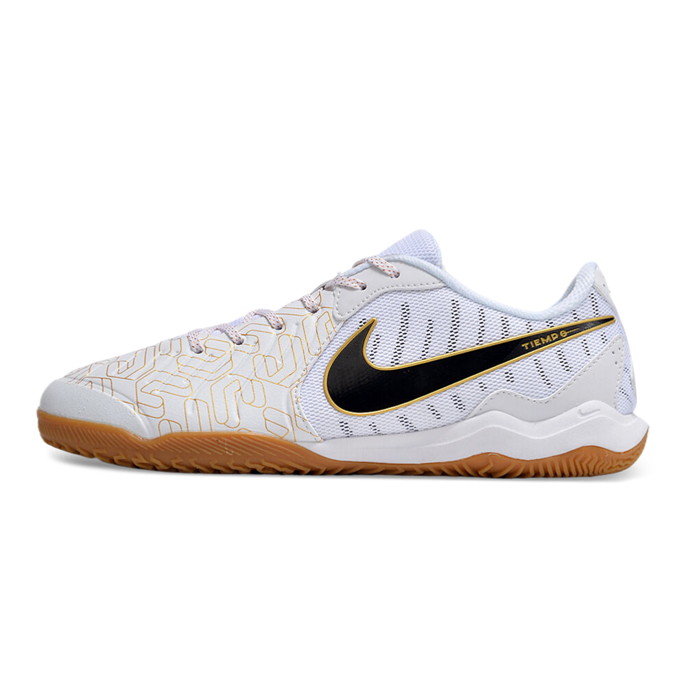 Chuteira Futsal Nike Tiempo Legend 10 Academy IC Branca e Dourada 