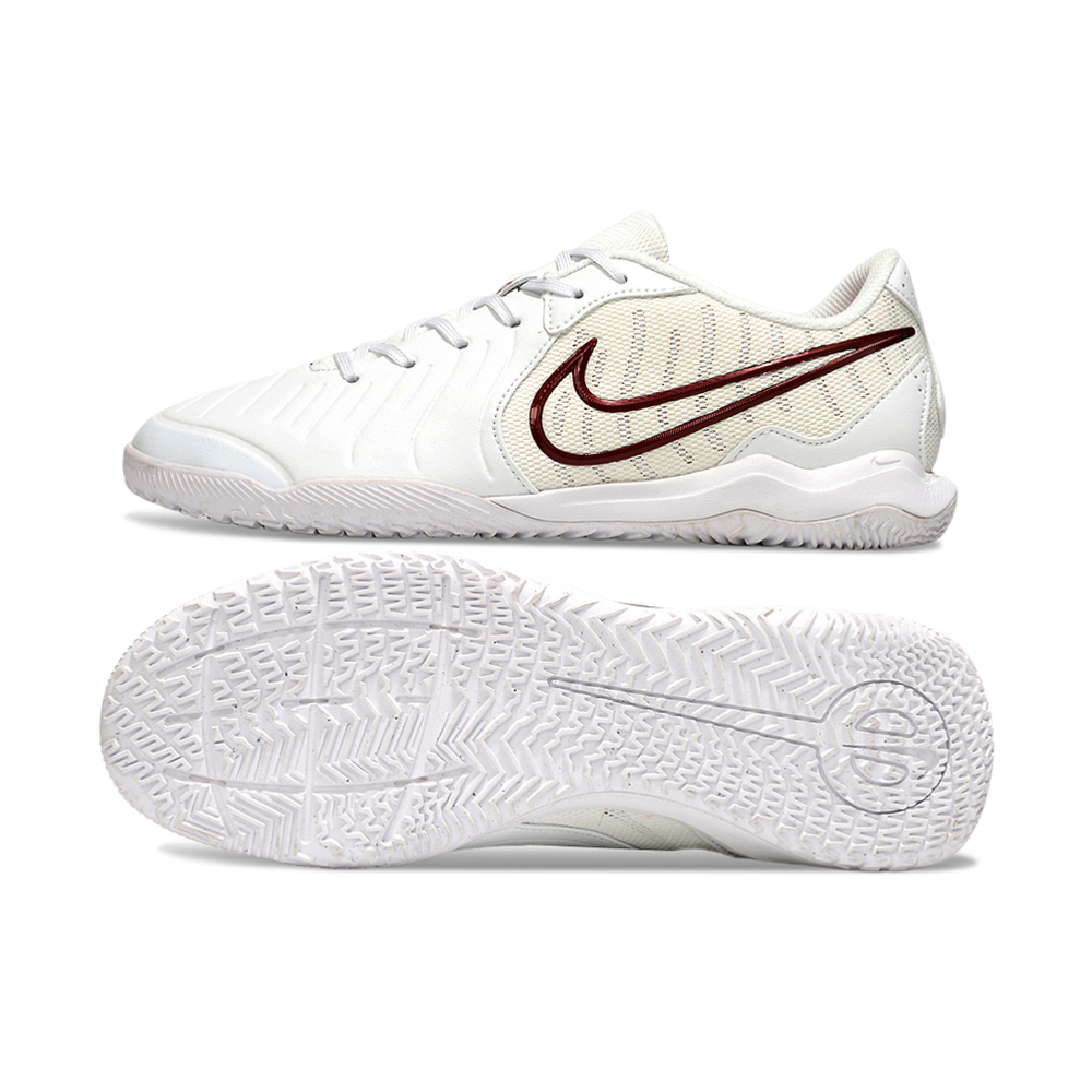 Chuteira Futsal Nike Tiempo Legend 10 Academy IC Branca e Vermelho 