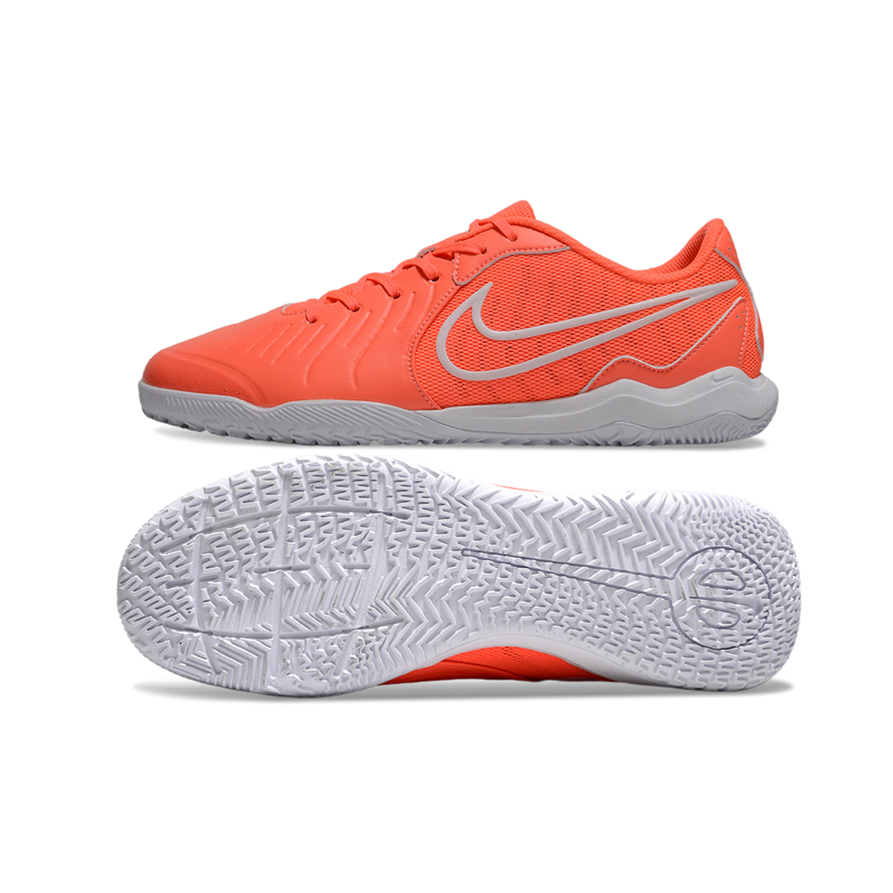 Chuteira Futsal Nike Tiempo Legend 10 Academy IC Laranja e Branco