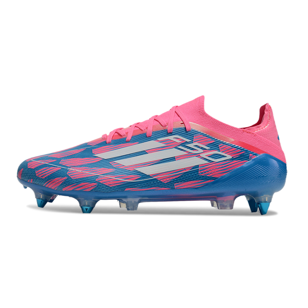 Chuteira Campo Adidas F50 Ponta de Aluminio Azul e Rosa