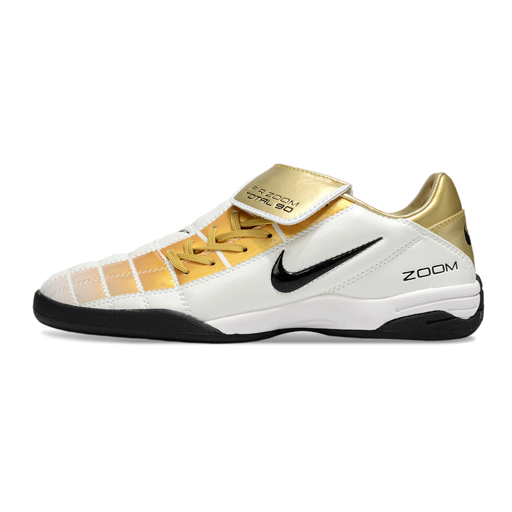 Chuteira Futsal Nike Total 90 IC Branco e Dourado