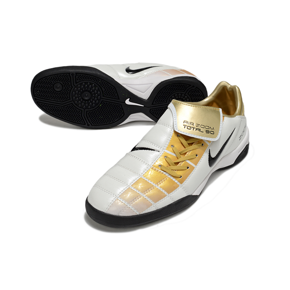 Chuteira Futsal Nike Total 90 IC Branco e Dourado
