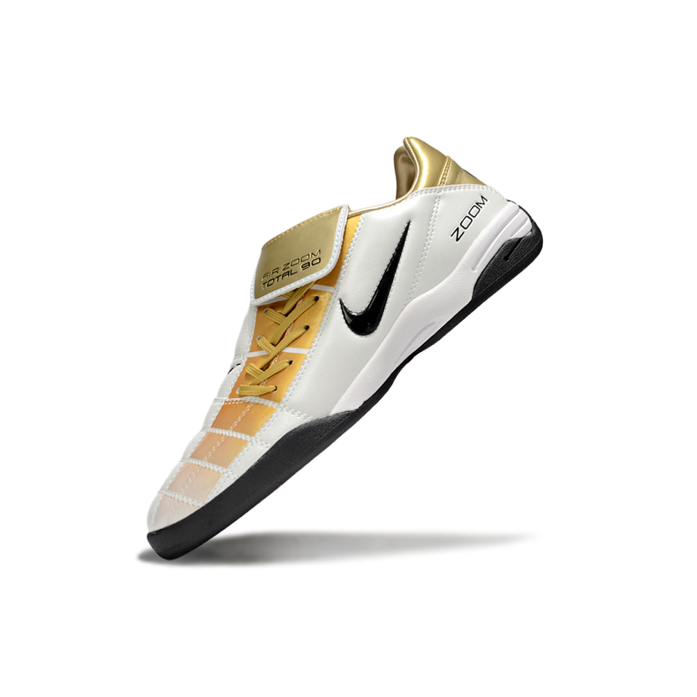 Chuteira Futsal Nike Total 90 IC Branco e Dourado