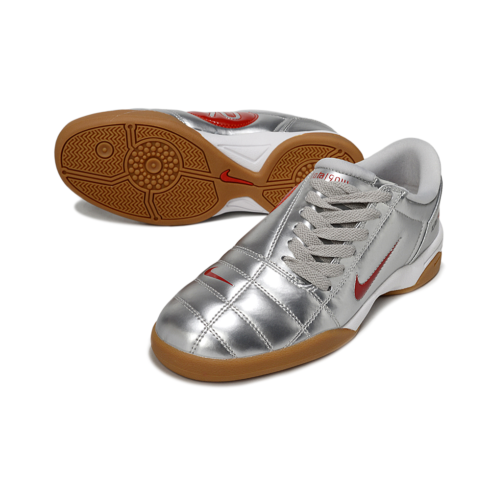 Chuteira Futsal Nike Total 90 IC Prata e Vermelho