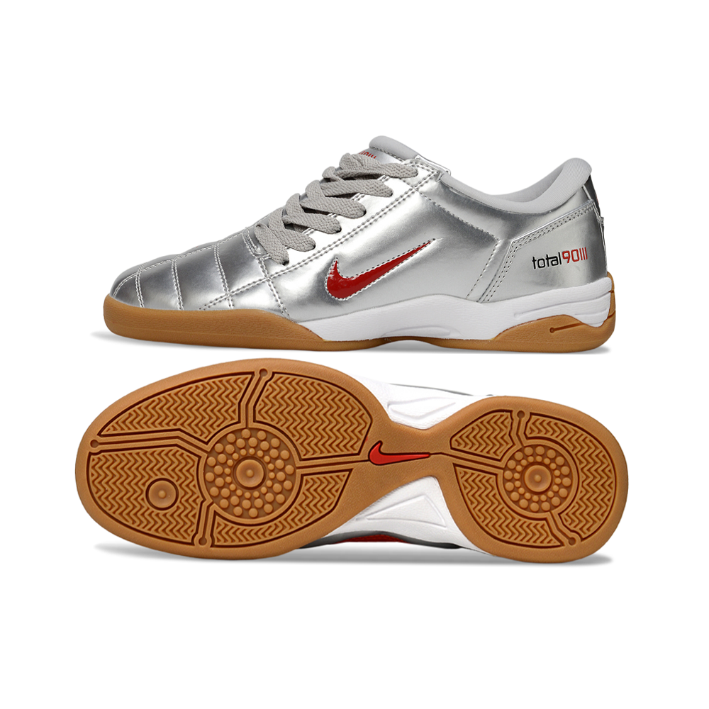 Chuteira Futsal Nike Total 90 IC Prata e Vermelho