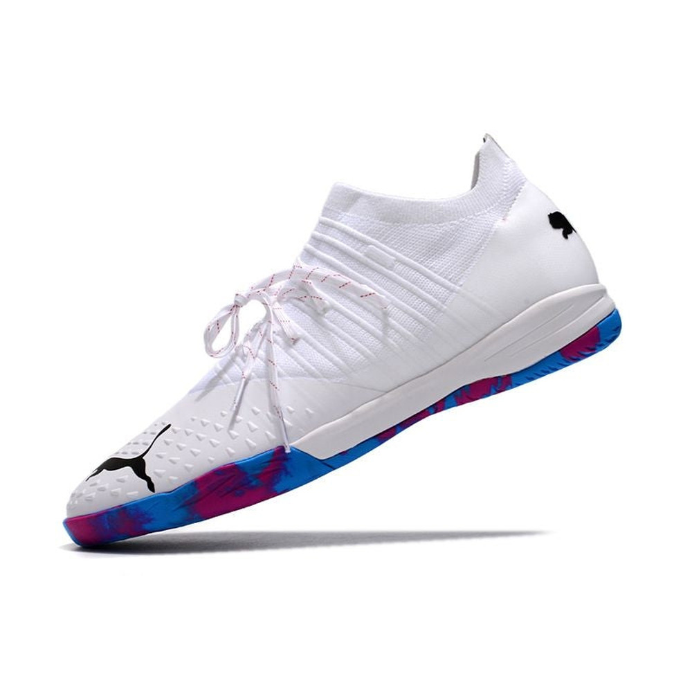 Chuteira Futsal Puma Future Z 1.3 IC Branca e Azul