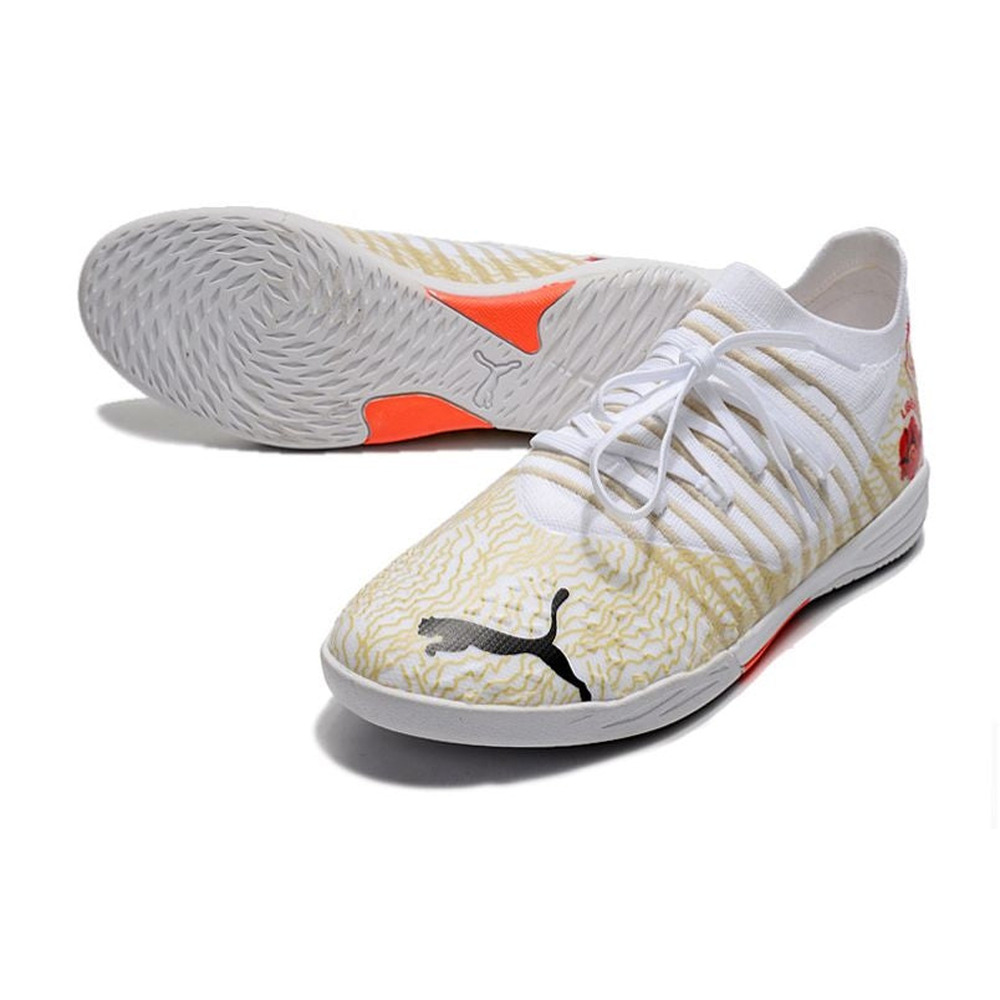 Chuteira Futsal Puma Future Z 1.3 IC Branca e Rosa 